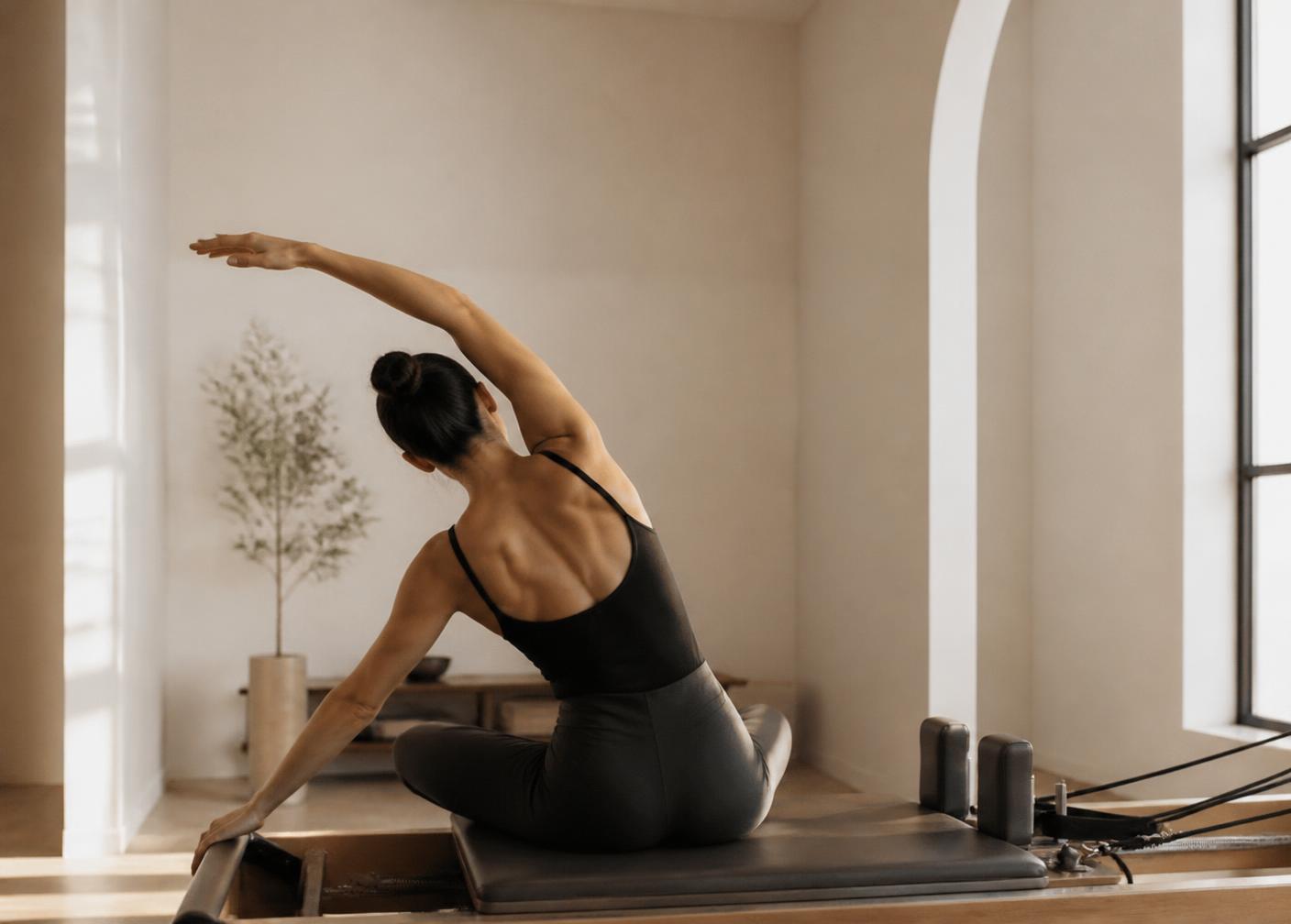 Training in einem hellen, minimalistischen Studio